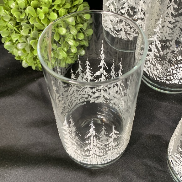 Set of 5 VTG Ponderosa Steak House embossed “Frosted” Pines Glasses / tumblers - Picture 7 of 10